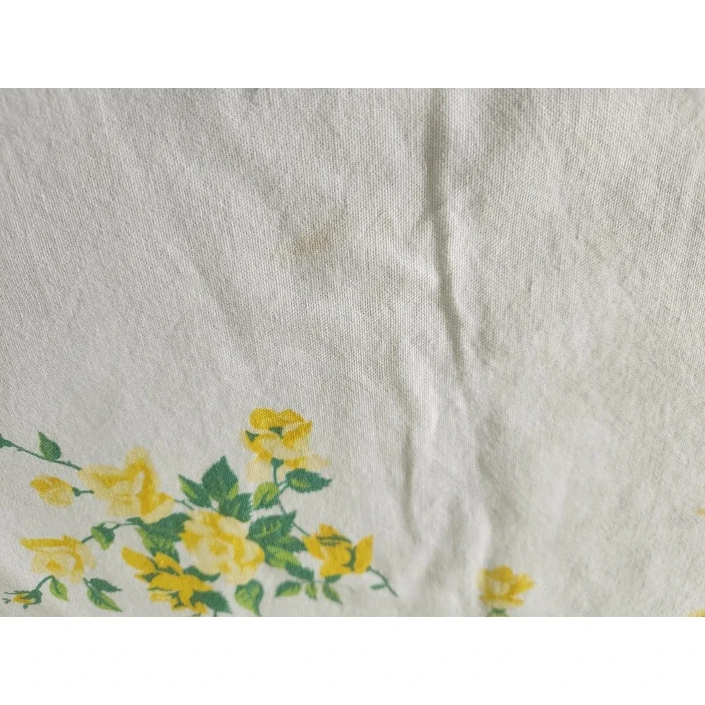 Vtg 50s Wilendur Printed Cotton Tablecloth Yellow Roses 66